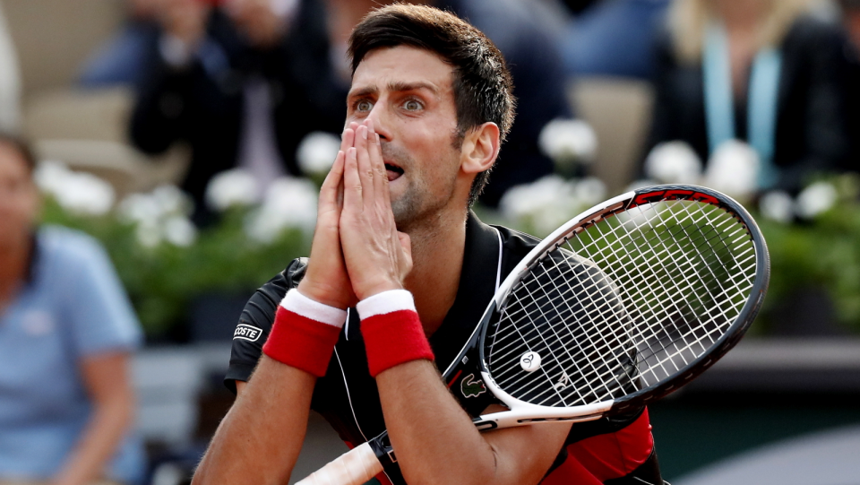 Na zdjęciu Novak Djokovic w ćwierćfinale French Open 2018. Fot. PAP/EPA/GUILLAUME HORCAJUELO